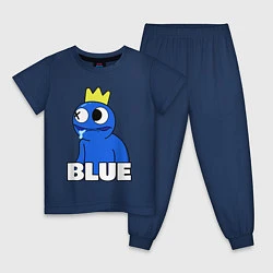 Пижама хлопковая детская Радужные друзья Синий следит, цвет: тёмно-синий