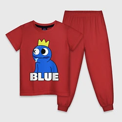 Пижама хлопковая детская Радужные друзья Синий следит, цвет: красный