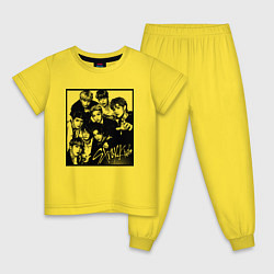 Пижама хлопковая детская Stray Kids Halftone Art, цвет: желтый