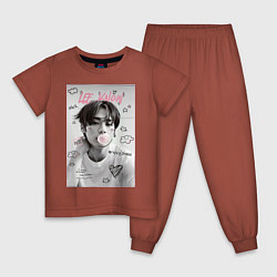 Пижама хлопковая детская Lee Know Stray Kids, цвет: кирпичный