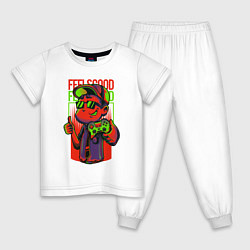 Пижама хлопковая детская Геймер с геймпадом, цвет: белый