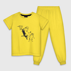 Пижама хлопковая детская Кошачий баскетбол, цвет: желтый