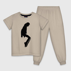 Пижама хлопковая детская Силуэт Майкла Джексона - Minimalism, цвет: миндальный