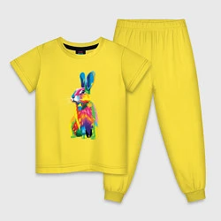 Пижама хлопковая детская Кролик в стиле поп-арт, цвет: желтый