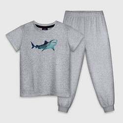 Пижама хлопковая детская Realistic shark, цвет: меланж