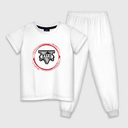 Пижама хлопковая детская Символ GTA и красная краска вокруг, цвет: белый