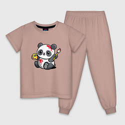 Пижама хлопковая детская Панда - крутой художник! Cutie, цвет: пыльно-розовый