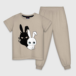 Пижама хлопковая детская Милый кролик - ангелочек или дьяволёнок?, цвет: миндальный