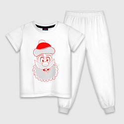 Пижама хлопковая детская Лицо Деда Мороза, цвет: белый
