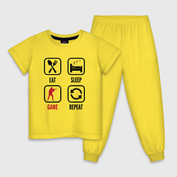 Пижама хлопковая детская Eat - sleep - Counter Strike - repeat, цвет: желтый