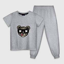 Пижама хлопковая детская Медведь в солнцезащитных очках, цвет: меланж