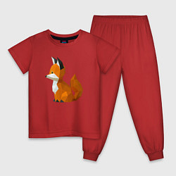 Пижама хлопковая детская Полигональная лисичка, цвет: красный