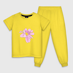 Пижама хлопковая детская Розовая маргаритка, цвет: желтый
