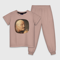 Пижама хлопковая детская Картина ренессанса - учёный, цвет: пыльно-розовый