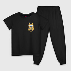 Пижама хлопковая детская Сборная Аргентины логотип, цвет: черный