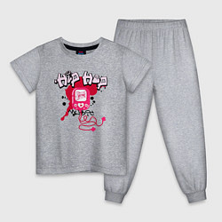 Пижама хлопковая детская Граффити хип-хоп плеер с наушниками, цвет: меланж