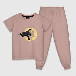 Пижама хлопковая детская Sherlock run, цвет: пыльно-розовый