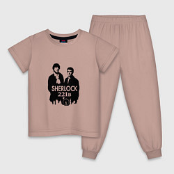 Пижама хлопковая детская Sherlock 221B, цвет: пыльно-розовый