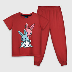 Пижама хлопковая детская Три зайчика, цвет: красный