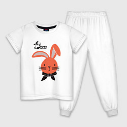 Пижама хлопковая детская Кролик 2023 новый год, цвет: белый