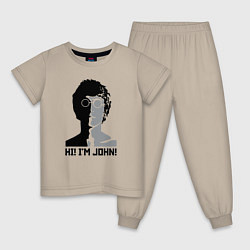 Пижама хлопковая детская Джон Леннон - портрет, цвет: миндальный