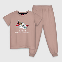 Пижама хлопковая детская Счастливого глобального потепления, цвет: пыльно-розовый