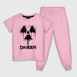 Пижама хлопковая детская Danger radiation symbol, цвет: светло-розовый