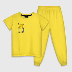 Пижама хлопковая детская Пикачу в кармане арт, цвет: желтый