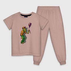 Пижама хлопковая детская Зомби и шарик, цвет: пыльно-розовый