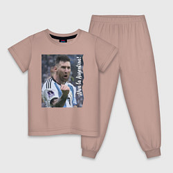 Пижама хлопковая детская Viva la Argentina - Lionel Messi - world champion, цвет: пыльно-розовый