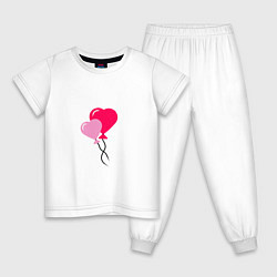 Пижама хлопковая детская Шарики на День Влюбленных, цвет: белый