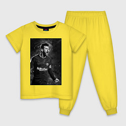 Пижама хлопковая детская Футболист Месси, цвет: желтый