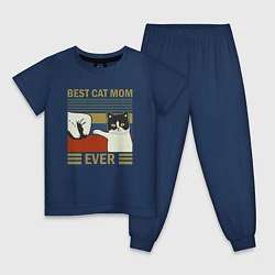 Пижама хлопковая детская Лучшая мама котика на свете, цвет: тёмно-синий