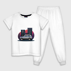 Пижама хлопковая детская Lada Niva 4x4 Милиция, цвет: белый