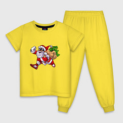 Пижама хлопковая детская Санта с мешком денег, цвет: желтый