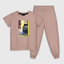 Пижама хлопковая детская Volkswagen в закат, цвет: пыльно-розовый