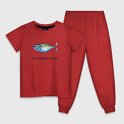 Пижама хлопковая детская Рыба не думает, цвет: красный