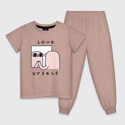 Пижама хлопковая детская Ketnipz - love urself, цвет: пыльно-розовый