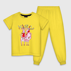 Пижама хлопковая детская Олени из бани!, цвет: желтый