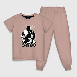 Пижама хлопковая детская Боец Самбо, цвет: пыльно-розовый