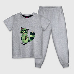 Детская пижама Зеленый енот зомбак