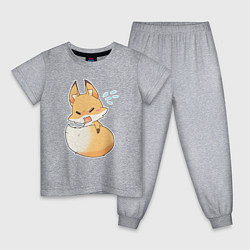 Пижама хлопковая детская Милая лисичка недовольна, цвет: меланж