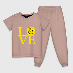 Пижама хлопковая детская Smile love, цвет: пыльно-розовый