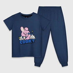 Пижама хлопковая детская Cooky BT21 Jungkook, цвет: тёмно-синий