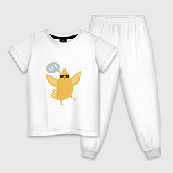Пижама хлопковая детская Забавный цыпленок, цвет: белый