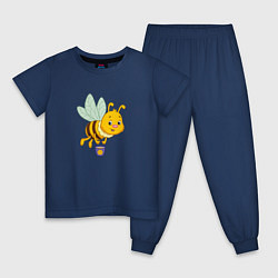 Пижама хлопковая детская Мультяшая пчелка, цвет: тёмно-синий