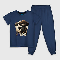 Пижама хлопковая детская Animal power, цвет: тёмно-синий