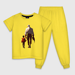 Пижама хлопковая детская Седой отец и молодой сын, цвет: желтый