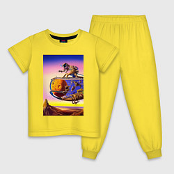 Пижама хлопковая детская Зарождение жизни - сюрреализм - нейросеть, цвет: желтый