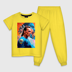 Пижама хлопковая детская Арнольд Шварценеггер - нейросеть - знаменитый актё, цвет: желтый